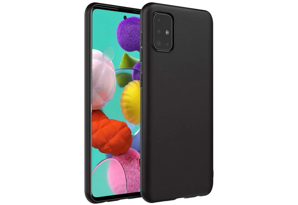 CoolGadget Handyhülle Handy Schutzhülle für Samsung Galaxy A51 matt schwarz 6,5 Zoll, Silikon TPU Hülle Schutz Tasche Cover schlicht Slim Case