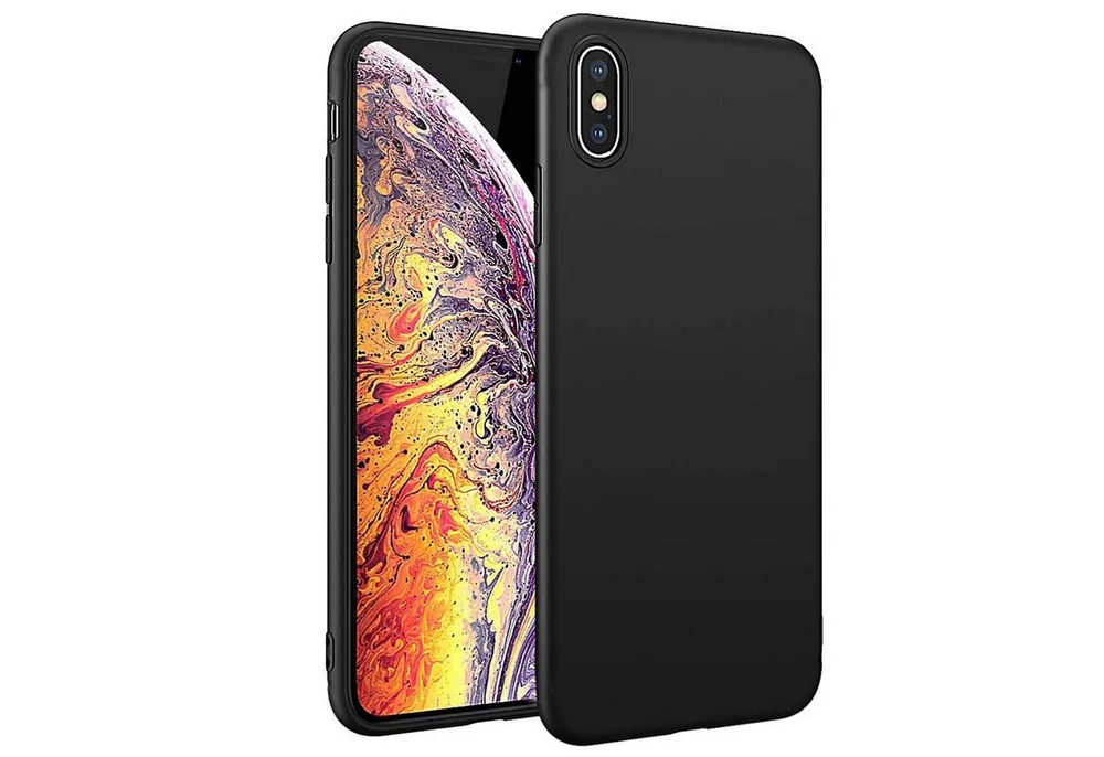CoolGadget Handyhülle Handy Schutzhülle für Apple iPhone X / XS matt schwarz 5,8 Zoll, Silikon TPU Hülle Schutz Tasche Cover schlicht Slim Case