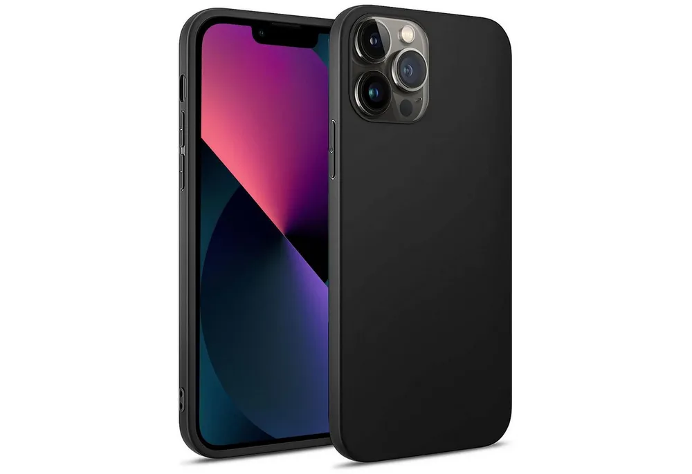 CoolGadget Handyhülle Handy Schutzhülle für Apple iPhone 13 Pro Max matt schwarz 6,7 Zoll, Silikon TPU Hülle Schutz Tasche Cover schlicht Slim Case