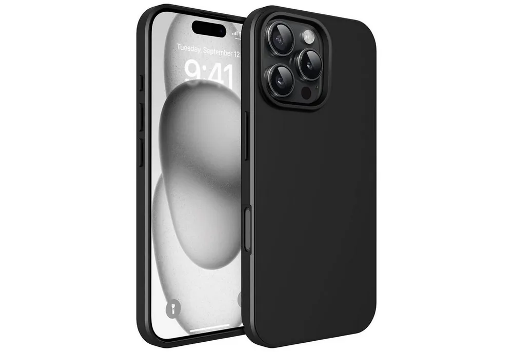CoolGadget Handyhülle Handy Schutzhülle für Apple iPhone 16 Pro Max matt schwarz 6,9 Zoll, Silikon TPU Hülle Schutz Tasche Cover schlicht Slim Case