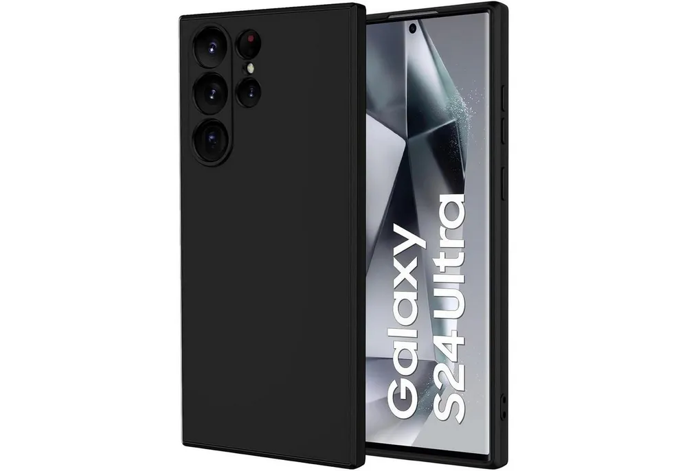 CoolGadget Handyhülle Handy Schutzhülle für Samsung Galaxy S24 Ultra matt schwarz 6,8 Zoll, Silikon TPU Hülle Schutz Tasche Cover schlicht Slim Case