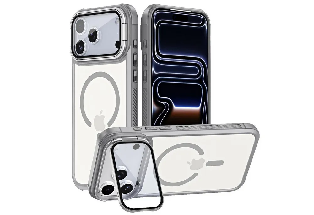 CoolGadget Handyhülle Hybrid CAM Handy Hülle für Apple iPhone 17 Pro 6,3 Zoll, Kameraschutzglas klappbar Schutzhülle Metallring für Magsafe Zubehör