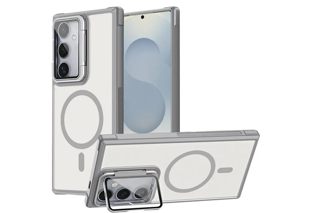 CoolGadget Handyhülle Hybrid CAM Handy Hülle für Samsung Galaxy S25 FE 6,7 Zoll, Kameraschutzglas klappbar Schutzhülle Metallring für Magsafe Zubehör