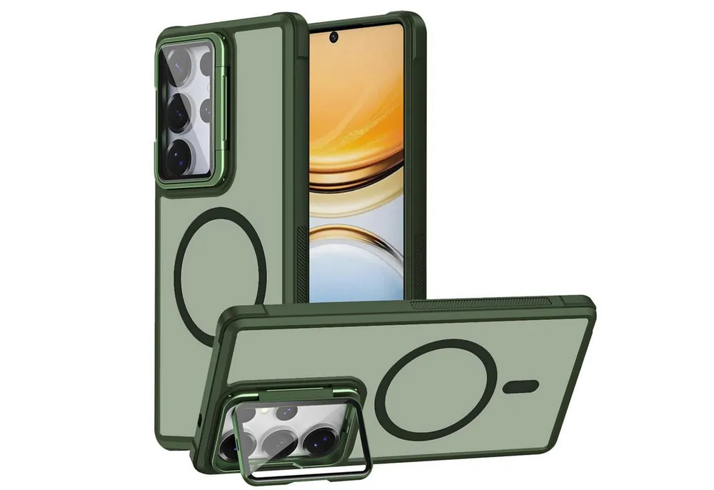 CoolGadget Handyhülle Hybrid CAM Handy Hülle für Samsung Galaxy S26 Ultra 6,9 Zoll, Kameraschutzglas klappbar Schutzhülle Metallring für Magsafe Zubehör