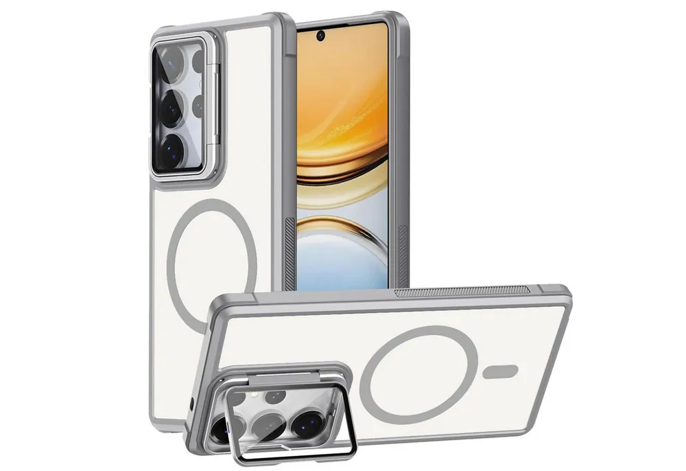 CoolGadget Handyhülle Hybrid CAM Handy Hülle für Samsung Galaxy S26 Ultra 6,9 Zoll, Kameraschutzglas klappbar Schutzhülle Metallring für Magsafe Zubehör