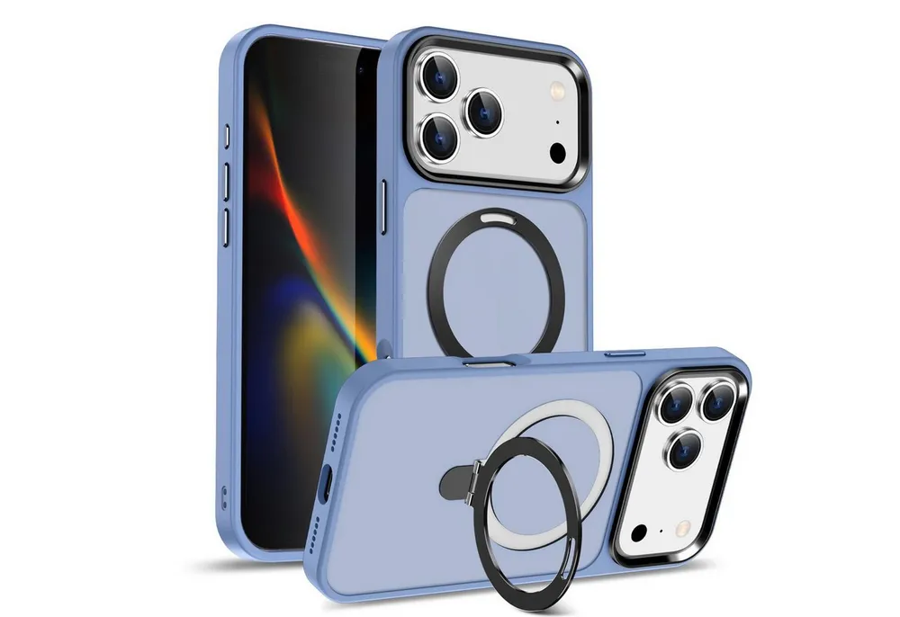 CoolGadget Handyhülle Hybrid Luxury Handy Case für iPhone 17 Pro 6,3 Zoll, Hülle Massiv Metallring aufklappbar Schutzhülle für Magsafe Zubehör