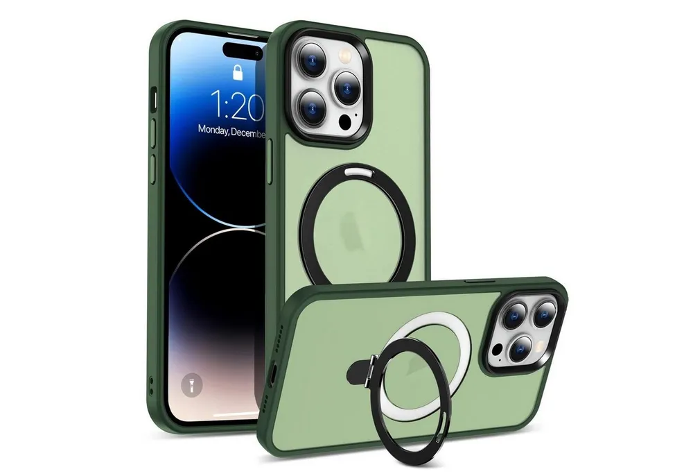 CoolGadget Handyhülle Hybrid Luxury Handy Case für iPhone 13 Pro Max 6,7 Zoll, Hülle Massiv Metallring aufklappbar Schutzhülle für Magsafe Zubehör
