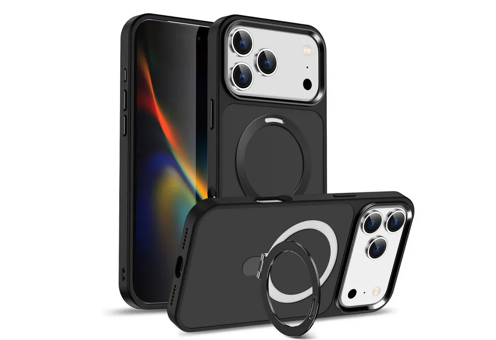 CoolGadget Handyhülle Hybrid Luxury Handy Case für iPhone 17 Pro Max 6,9 Zoll, Hülle Massiv Metallring aufklappbar Schutzhülle für Magsafe Zubehör