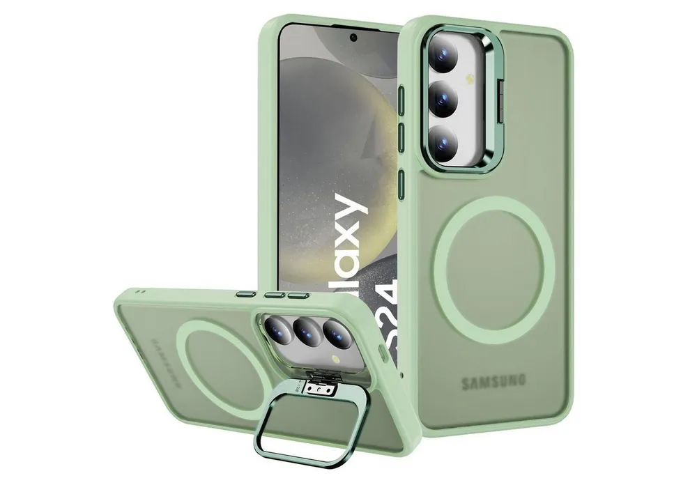 CoolGadget Handyhülle Hybrid Luxury Handy Case für Samsung Galaxy S24 6,2 Zoll, Hülle Massiv Metallständer aufklappbar Schutzhülle für Magsafe Zubehör