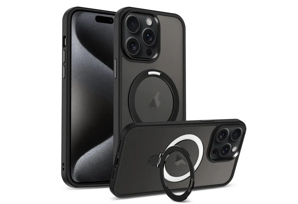 CoolGadget Handyhülle Hybrid Luxury Handy Case für iPhone 16 Pro Max 6,9 Zoll, Hülle Massiv Metallring aufklappbar Schutzhülle für Magsafe Zubehör