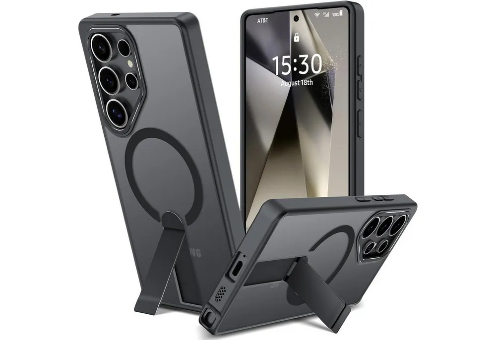 CoolGadget Handyhülle Kickstand Hybrid Hülle für Samsung Galaxy S24 Ultra 6,8 Zoll, Schutzhülle Militärschutz Ständer kompatibel mit MagSafe Magnetring