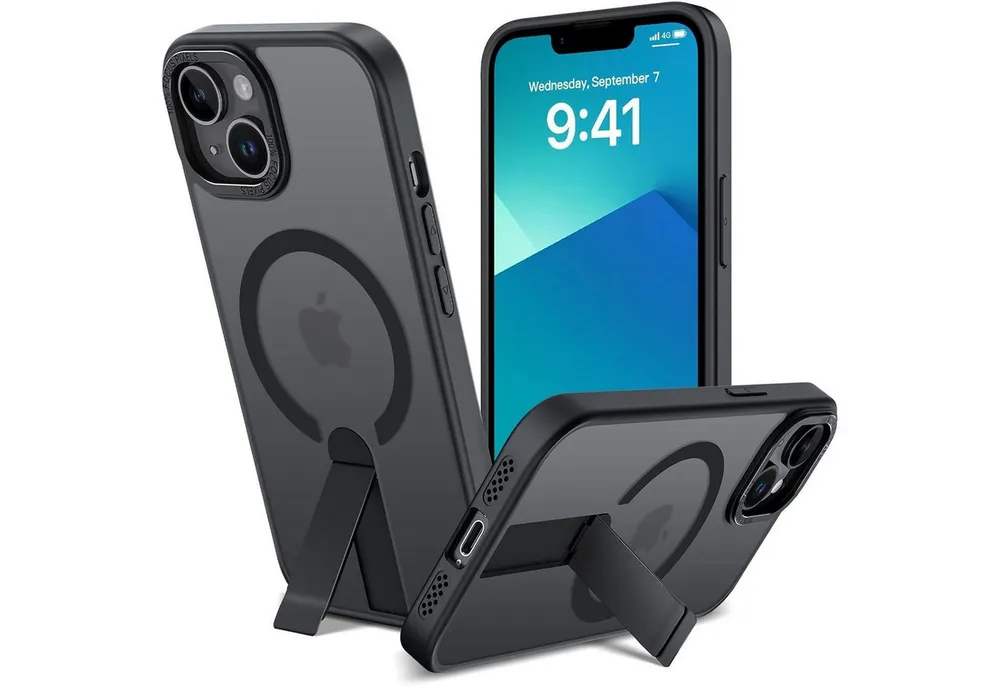CoolGadget Handyhülle Kickstand Hybrid Hülle für iPhone 13 6,1 Zoll, Schutzhülle Militärschutz Ständer kompatibel mit MagSafe Magnetring