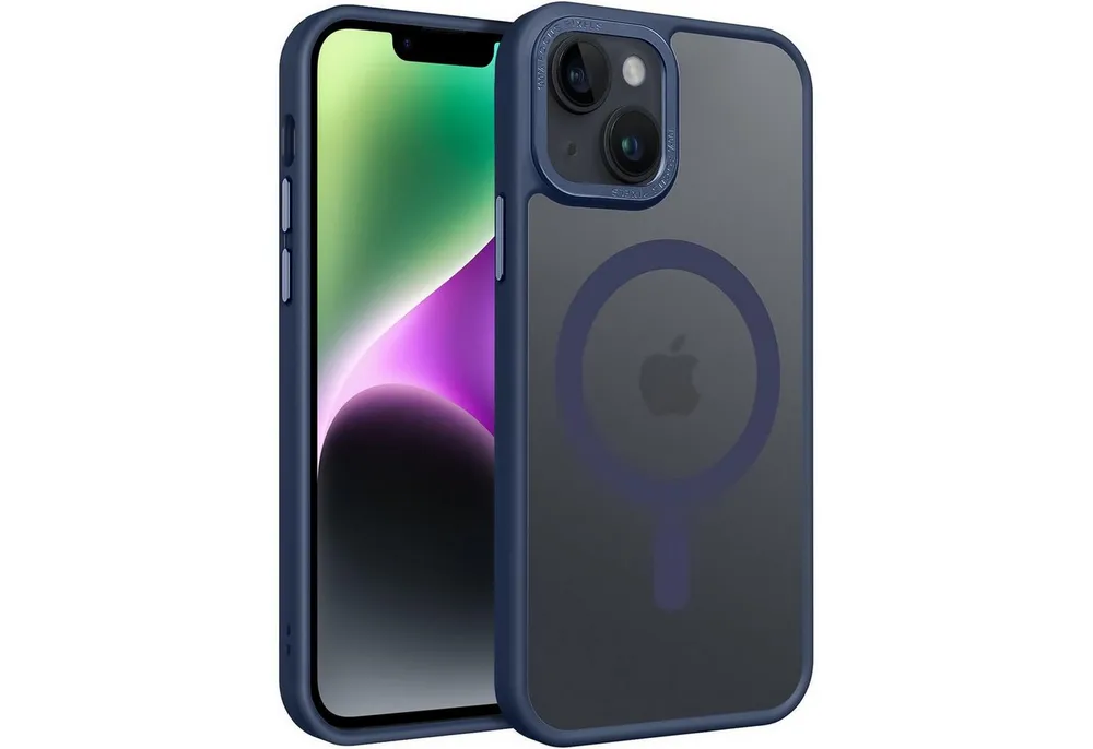 CoolGadget Handyhülle Magnet Hülle für iPhone 14 Schutzhülle mit Metall Kamerarahmen 6,1 Zoll, magnetisches Schutzcase Matt Stoßfest kompatibel mit Magsafe Zubehör