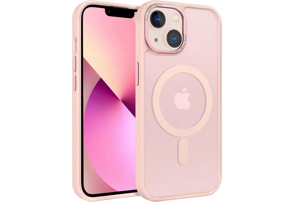 CoolGadget Handyhülle Magnet Hülle für iPhone 13 Schutzhülle mit Metall Kamerarahmen 6,1 Zoll, magnetisches Schutzcase Matt Stoßfest kompatibel mit Magsafe Zubehör