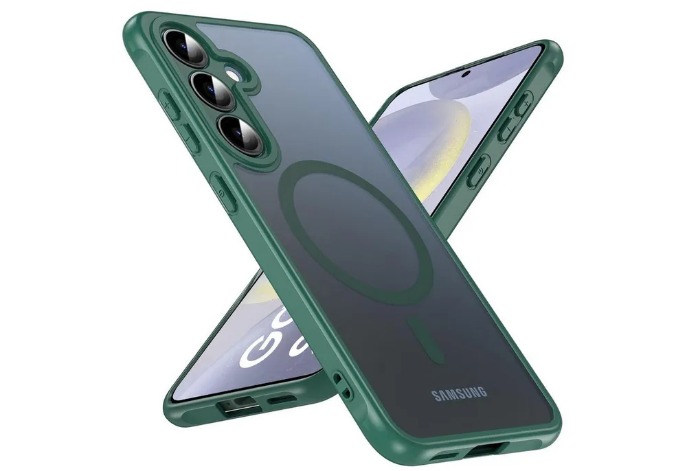 CoolGadget Handyhülle Magnet-Hülle für Samsung Galaxy S24 Schutzhülle magnetisch 6,2 Zoll, Hülle Matt Stoßfest kompatibel mit QI-Laden Zubehör Kameraschutz Case