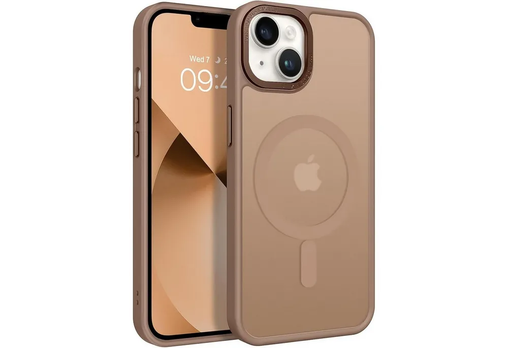 CoolGadget Handyhülle Magnet Hülle für iPhone 14 Schutzhülle mit Metall Kamerarahmen 6,1 Zoll, magnetisches Schutzcase Matt Stoßfest kompatibel mit Magsafe Zubehör