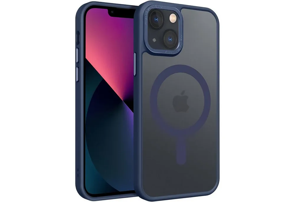 CoolGadget Handyhülle Magnet Hülle für iPhone 13 Schutzhülle mit Metall Kamerarahmen 6,1 Zoll, magnetisches Schutzcase Matt Stoßfest kompatibel mit Magsafe Zubehör