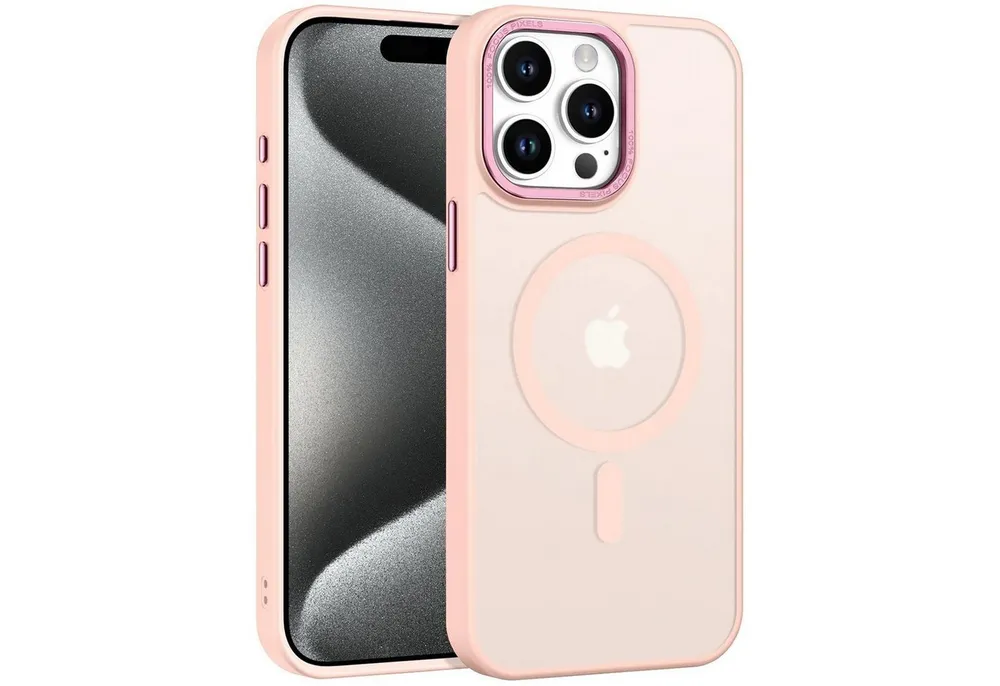 CoolGadget Handyhülle Magnet Hülle für iPhone 15 Pro Max Schutzhülle mit Metall Kamerarahmen 6,7 Zoll, magnetisches Schutzcase Matt Stoßfest kompatibel mit Magsafe Zubehör