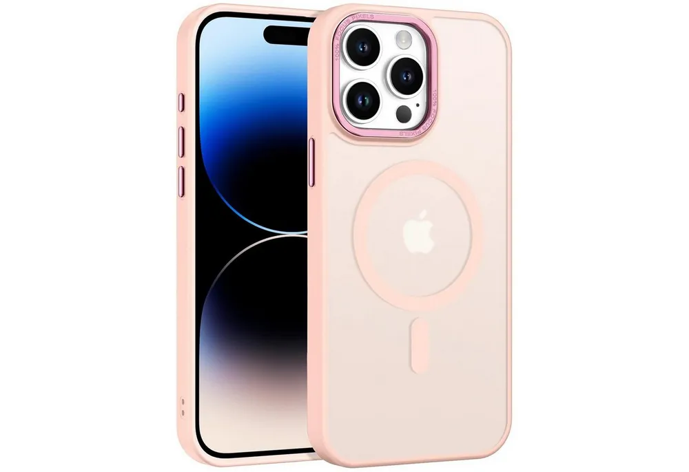 CoolGadget Handyhülle Magnet Hülle für iPhone 14 Pro Max Schutzhülle mit Metall Kamerarahmen 6,7 Zoll, magnetisches Schutzcase Matt Stoßfest kompatibel mit Magsafe Zubehör