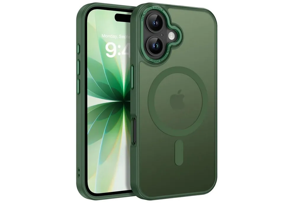 CoolGadget Handyhülle Magnet Hülle für iPhone 17 Schutzhülle mit Metall Kamerarahmen 6,3 Zoll, magnetisches Schutzcase Matt Stoßfest kompatibel mit Magsafe Zubehör