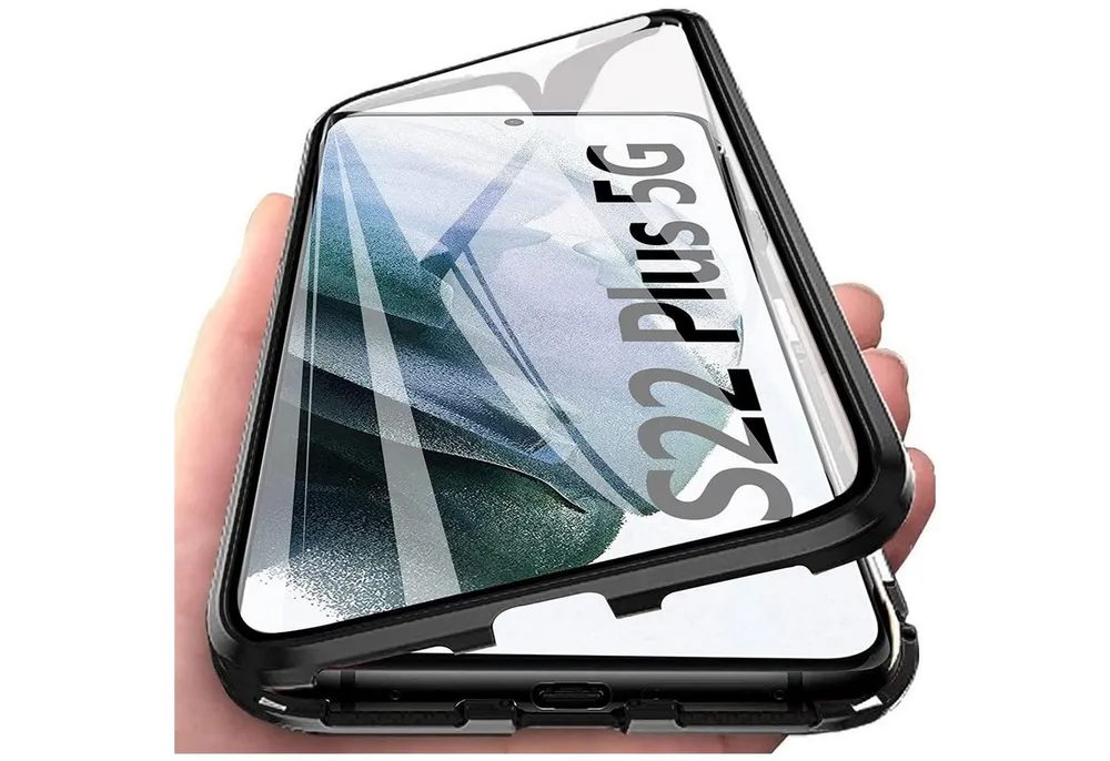 CoolGadget Handyhülle Metall Magnet Handy Case für Samsung Galaxy S22 Plus 6,55 Zoll, Hülle 360 Grad Schutz Cover Gehärtetes Glas für Samsung S22 Plus