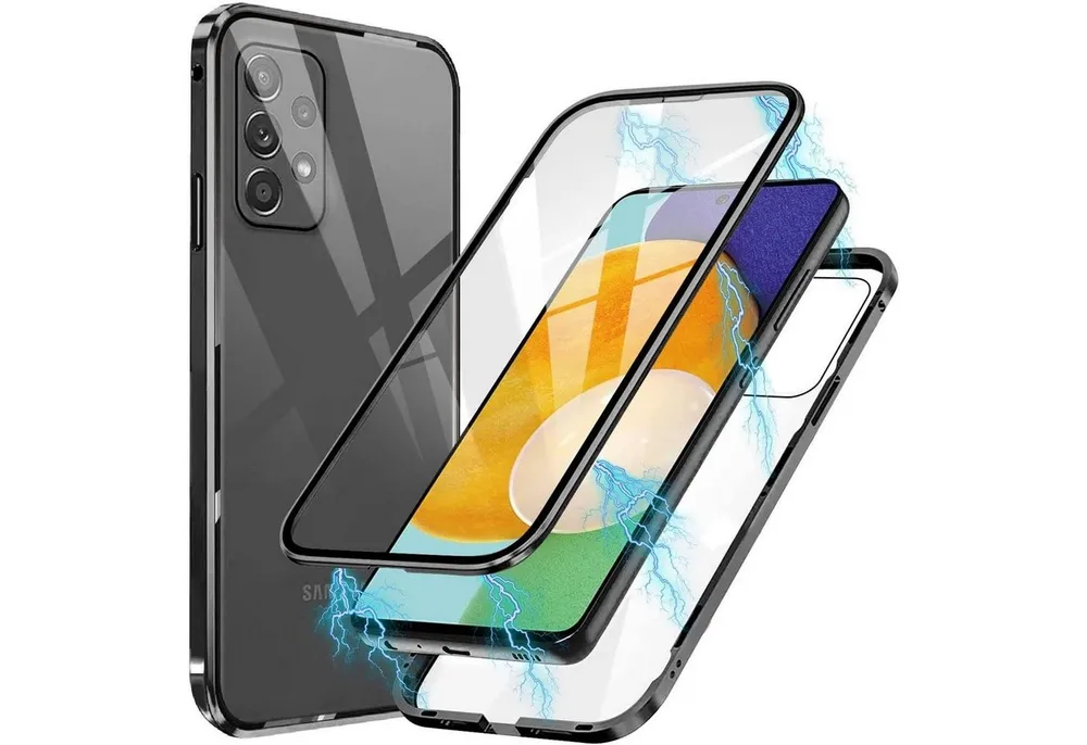 CoolGadget Handyhülle Metall Magnet Handy Case für Samsung Galaxy A52 4G/5G, A52s 5G 6,5 Zoll, Hülle 360 Grad Schutz Cover Glas für Samsung A52 / A52s 5G / A52 5G
