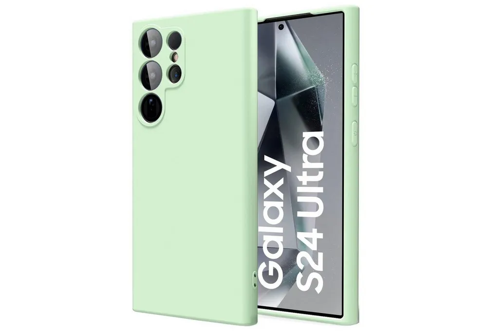 CoolGadget Handyhülle Silikon Case für das Samsung Galaxy S24 Ultra Slim TPU Cover 6,8 Zoll, Weiche Schutz Hülle mit Innen Fleece aus Stoff Handy Tasche