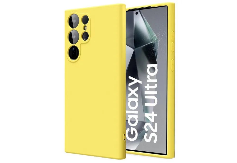 CoolGadget Handyhülle Silikon Case für das Samsung Galaxy S24 Ultra Slim TPU Cover 6,8 Zoll, Weiche Schutz Hülle mit Innen Fleece aus Stoff Handy Tasche