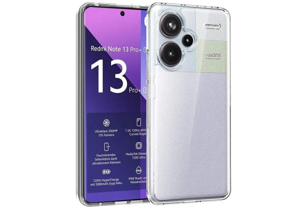 CoolGadget Handyhülle Silikon Handy Hülle Slim für Xiaomi Redmi Note 13 Pro+ 5G 6,67 Zoll, dünne TPU Schutzhülle Case in transparent / durchsichtig