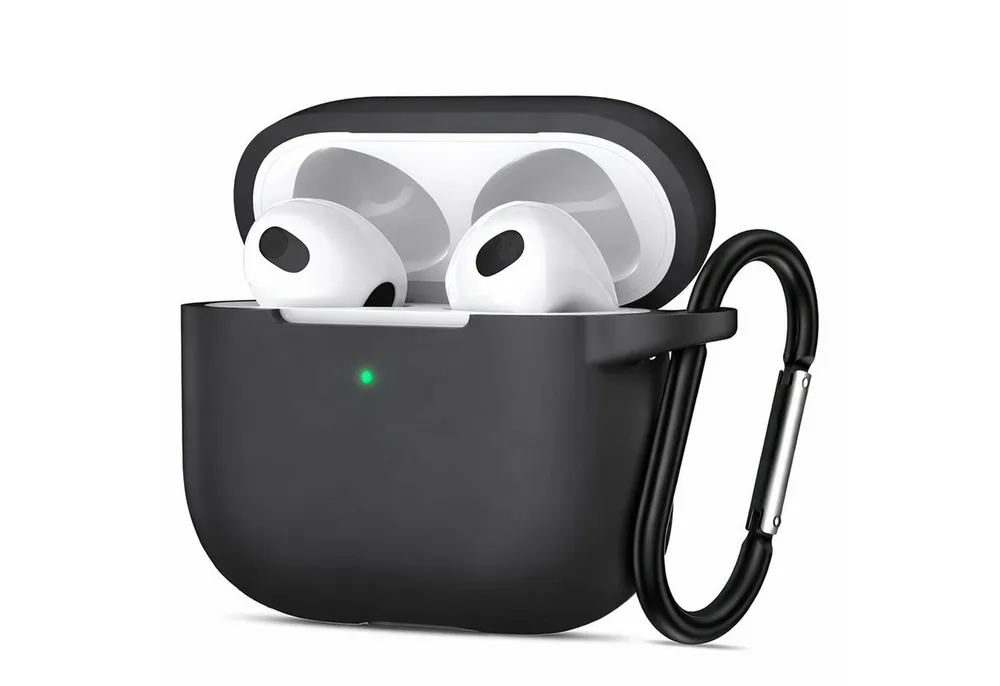CoolGadget Kopfhörer-Schutzhülle Basic Silikon Hülle für AirPods 4 Schutzhülle mit Karabiner, Soft Touch Case, stoßfest, rutschfest, 360° Schutz, kabellos ladbar