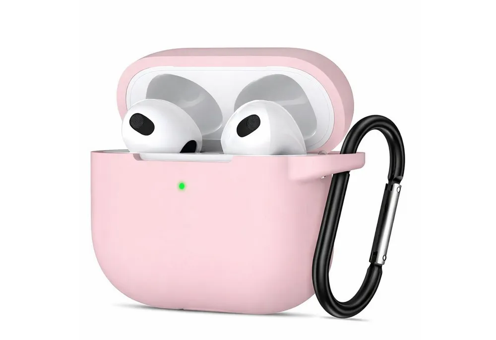 CoolGadget Kopfhörer-Schutzhülle Basic Silikon Hülle für AirPods 3 Schutzhülle mit Karabiner, Soft Touch Case, stoßfest, rutschfest, 360° Schutz, kabellos ladbar
