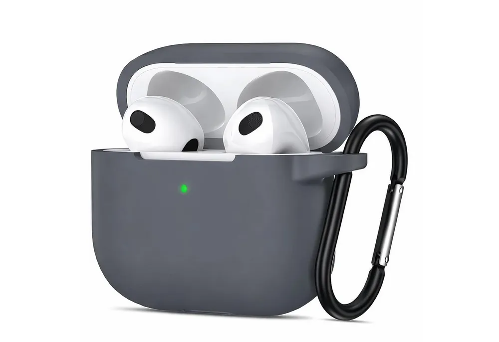 CoolGadget Kopfhörer-Schutzhülle Basic Silikon Hülle für AirPods 3 Schutzhülle mit Karabiner, Soft Touch Case, stoßfest, rutschfest, 360° Schutz, kabellos ladbar
