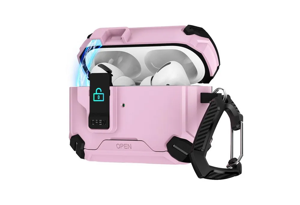 CoolGadget Kopfhörer-Schutzhülle Defender Hülle für Apple AirPods Pro 3 magnetisch mit Karabiner, 360° Full-Body Case Schutzhülle Handy Standfunktion magnetisch ladbar