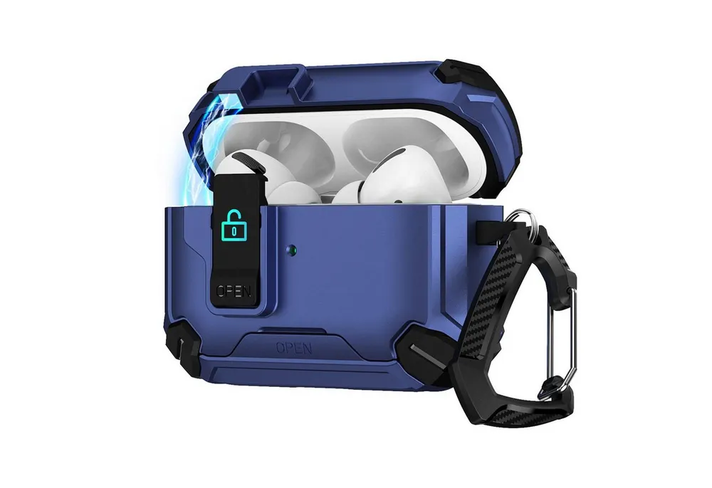 CoolGadget Kopfhörer-Schutzhülle Defender Hülle für Apple AirPods Pro 3 magnetisch mit Karabiner, 360° Full-Body Case Schutzhülle Handy Standfunktion magnetisch ladbar