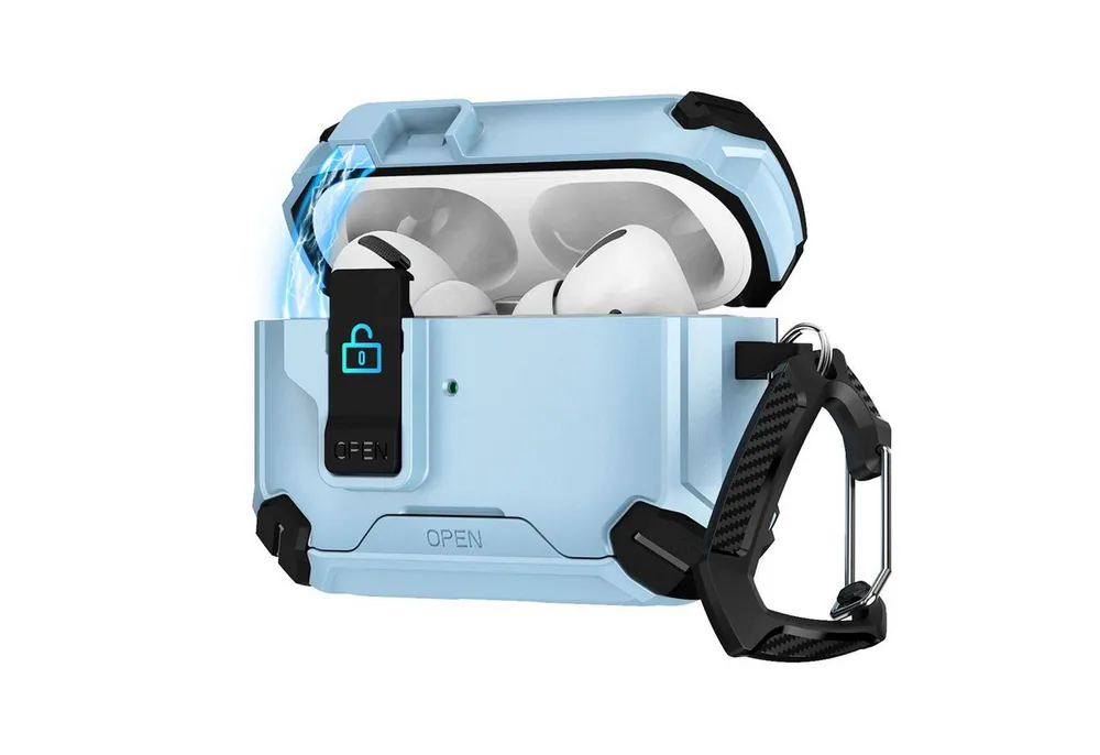 CoolGadget Kopfhörer-Schutzhülle Defender Hülle für Apple AirPods Pro 3 magnetisch mit Karabiner, 360° Full-Body Case Schutzhülle Handy Standfunktion magnetisch ladbar