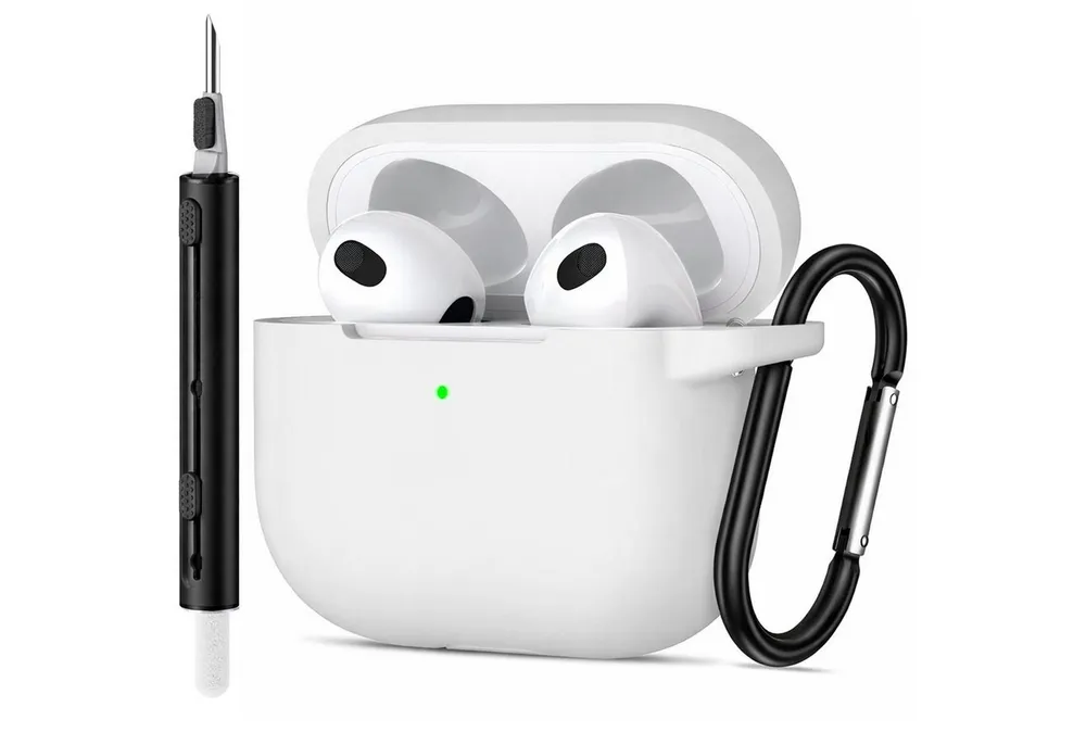 CoolGadget Kopfhörer-Schutzhülle für AirPods 4 Silikon, Stoßfest Clip Karabiner kabelloses laden Case Schutz Cover
