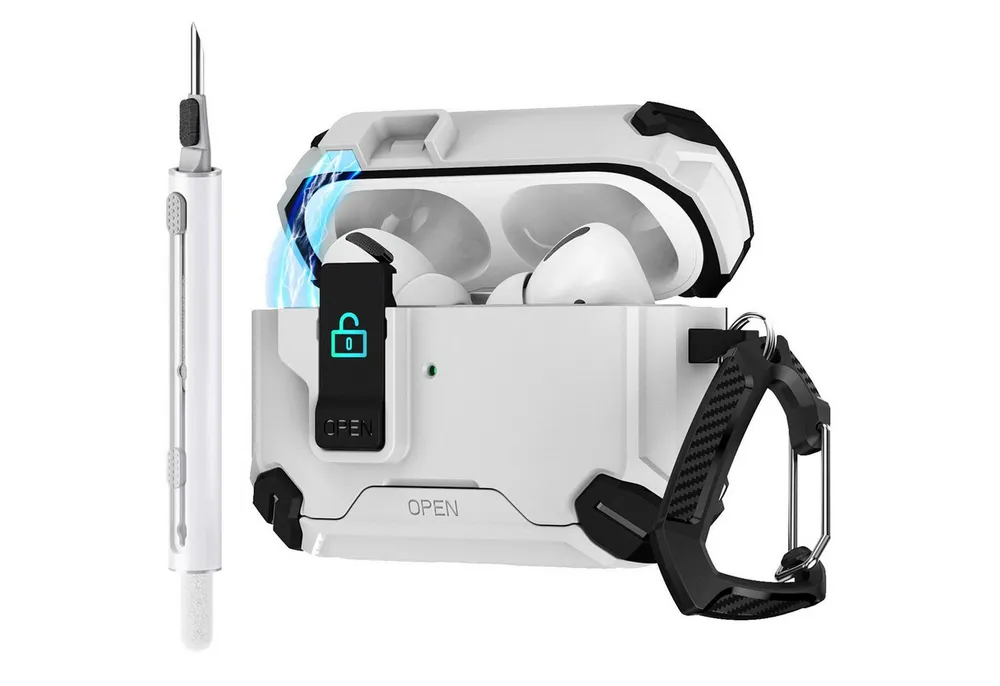 CoolGadget Kopfhörer-Schutzhülle für Apple AirPods Pro 3 Kunststoff, Stoßfest Ständer Clip Karabiner MagSafe Case Schutz Cover