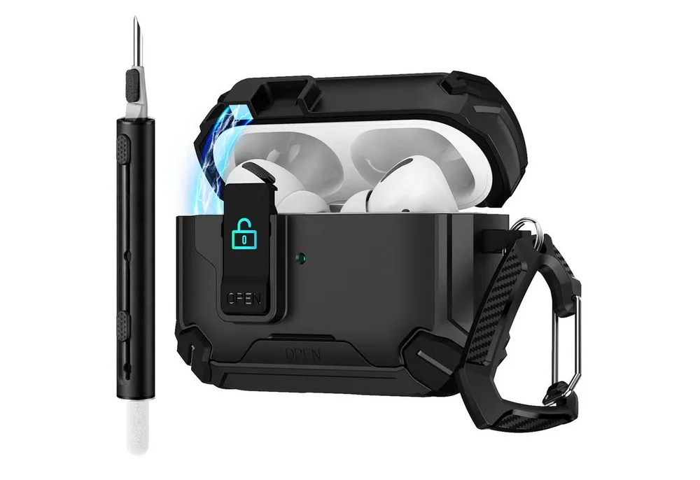 CoolGadget Kopfhörer-Schutzhülle für Apple AirPods Pro 3 Kunststoff, Stoßfest Ständer Clip Karabiner MagSafe Case Schutz Cover