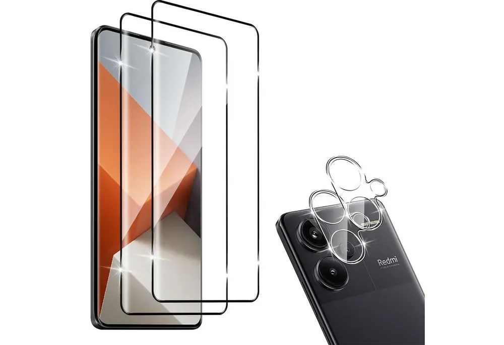 CoolGadget Schutzfolie Panzerfolie für Xiaomi Redmi Note 13 Pro+ 5G, (Spar-Set 4in1, 2x Displayschutz, 2x Kameraschutz), Panzerglas Schutzfolie für Xiaomi Redmi Note 13 Pro+ 5G