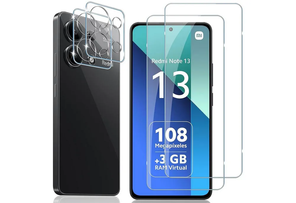 CoolGadget Schutzfolie Panzerfolie für Xiaomi Redmi Note 13 4G, (Spar-Set 4in1, 2x Displayschutz, 2x Kameraschutz), Panzerglas Schutzfolie für Xiaomi Redmi Note 13 4G