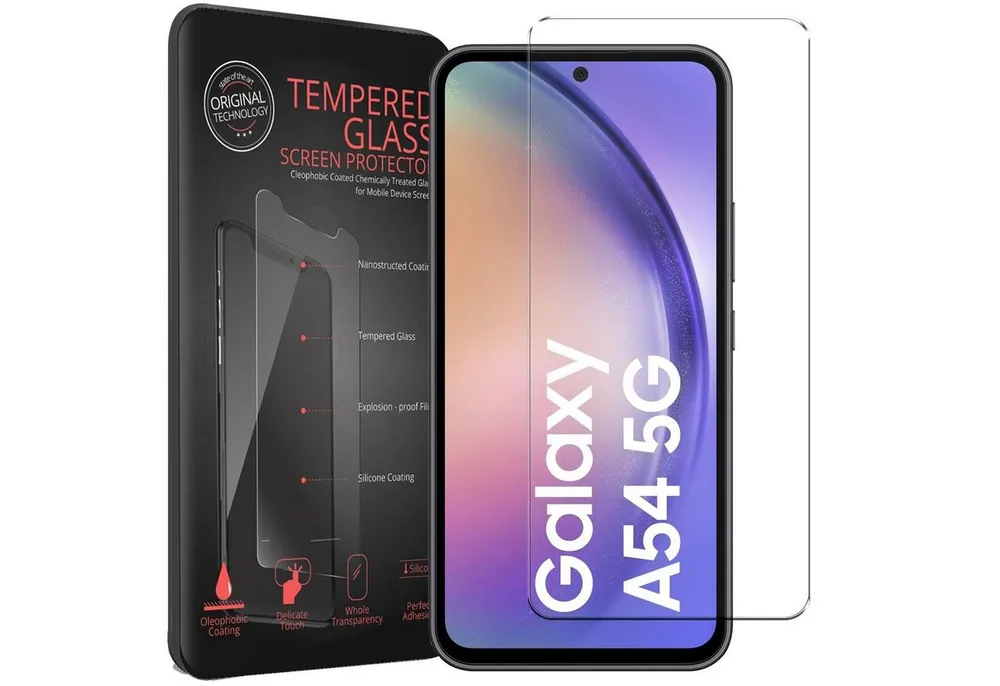 CoolGadget Schutzfolie Panzerfolie für Samsung Galaxy A54 5G, (9H Härtegrad, 2x Schutzglas, 1xReinigungset), Displayfolie Panzer Schutzfolie 2 Stück für Samsung A54 5G Glas Folie