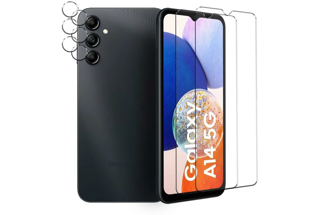 CoolGadget Schutzfolie Panzerfolie für Samsung Galaxy A14 4G/5G, (Spar-Set 4in1, 2x Displayschutz, 2x Kameraschutz), Panzerglas Schutzfolie für Samsung Galaxy A14 4G/5G Folie