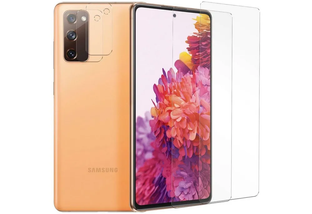 CoolGadget Schutzfolie Panzerfolie für Samsung S20 FE, (Spar-Set 4in1, 2x Displayschutz, 2x Kameraschutz), Panzerglas Schutzfolie für Samsung Galaxy S20 FE Folie