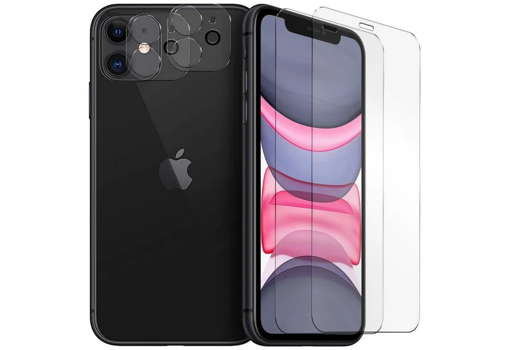 CoolGadget Schutzfolie Panzerfolie für iPhone 11, (Spar-Set 4in1, 2x Displayschutz, 2x Kameraschutz), Panzerglas Schutzfolie für Apple iPhone 11 Folie