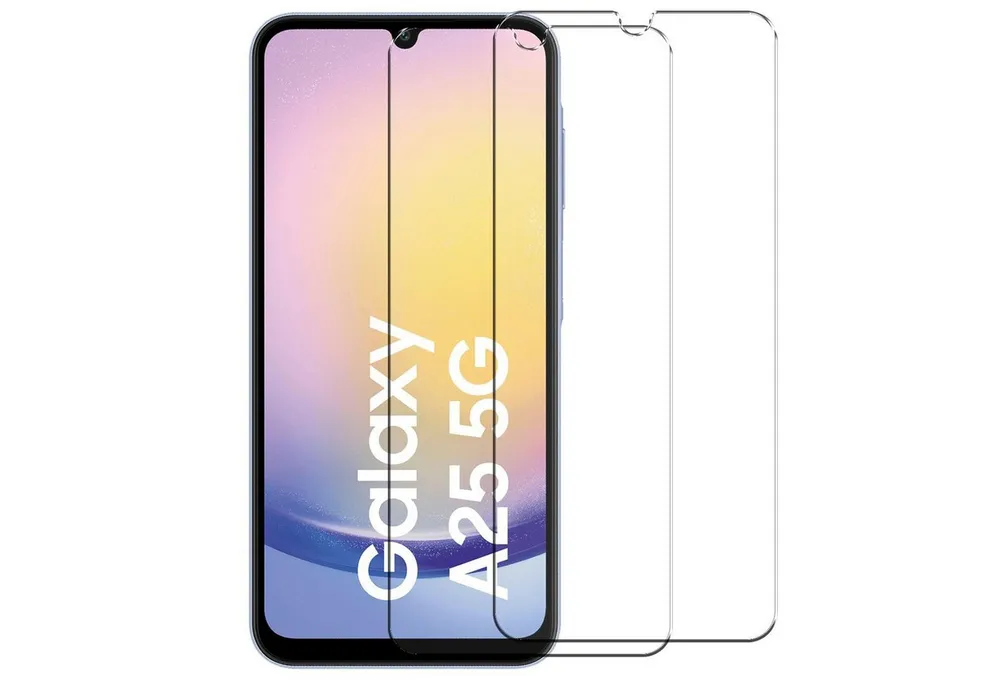 CoolGadget Schutzfolie Panzerfolie für Samsung Galaxy A25 5G, (9H Härtegrad, 2x Schutzglas, 1xReinigungset), Panzer Schutzfolie 2 Stück für Samsung Galaxy A25 5G Glas Folie