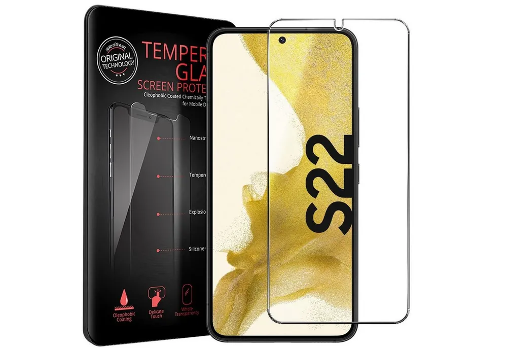 CoolGadget Schutzfolie Panzerfolie für Samsung Galaxy S22, (9H Härtegrad, 2x Schutzglas, 1xReinigungset), Displayfolie Panzer Schutzfolie 2 Stück für Samsung S22 Glas Folie