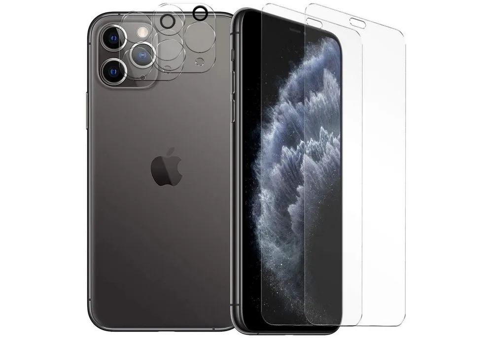 CoolGadget Schutzfolie Panzerfolie für iPhone 11 Pro Max, (Spar-Set 4in1, 2x Displayschutz, 2x Kameraschutz), Panzerglas Schutzfolie für Apple iPhone 11 Pro Max Folie
