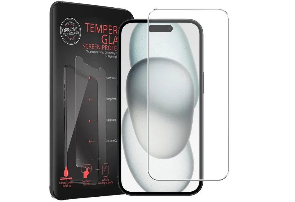 CoolGadget Schutzfolie Panzerfolie für Apple iPhone 15, (9H Härtegrad, 2x Schutzglas, 1xReinigungset), Displayfolie Panzer Schutzfolie 2 Stück für iPhone 15 Glas Folie