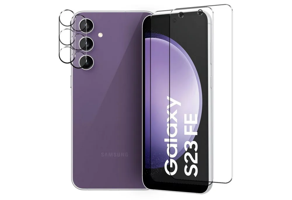 CoolGadget Schutzfolie Panzerfolie für Samsung Galaxy S23 FE, (Spar-Set 4in1, 2x Displayschutz, 2x Kameraschutz), Panzerglas Schutzfolie für Samsung Galaxy S23 FE