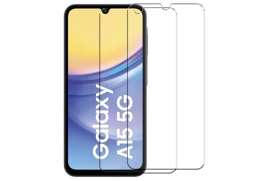 CoolGadget Schutzfolie Panzerfolie für Samsung Galaxy A15 4G/5G, (9H Härtegrad, 2x Schutzglas, 1xReinigungset), Panzer Schutzfolie 2 Stück für Samsung Galaxy A15 4G/5G Glas Folie